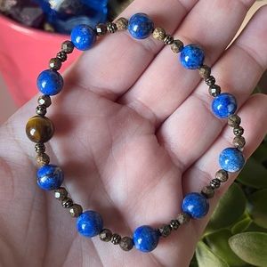 🤎7”Boulder Opal Lapis Tigereye Crystal Stretch Bracelet🤎